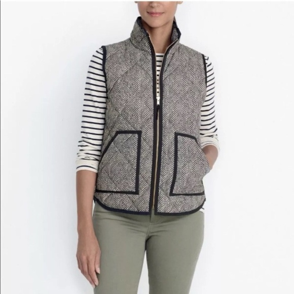 J Crew Herringbone Puffer Vest